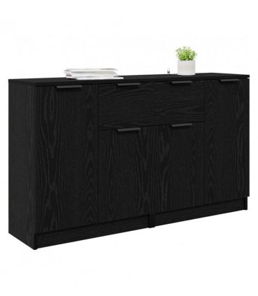 vidaXL Sideboards 2 pcs Black Oak 60 x 30 x 70 cm Engineered Wood