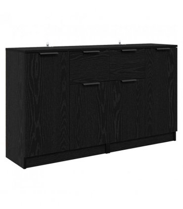 vidaXL Sideboards 2 pcs Black Oak 60 x 30 x 70 cm Engineered Wood