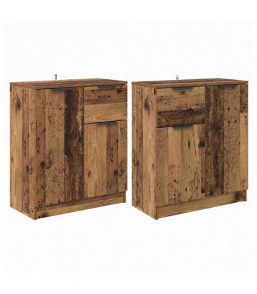 vidaXL Sideboards 2 pcs Old Wood 60 x 30 x 70 cm Engineered Wood