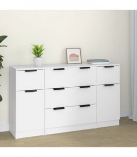vidaXL 3 Piece Sideboard Set White Engineered Wood