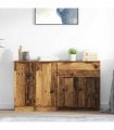 vidaXL Sideboard with Drawer 3 pcs Old Wood Engineered Wood