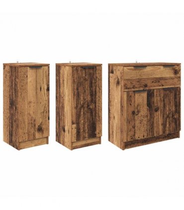 vidaXL Sideboard with Drawer 3 pcs Old Wood Engineered Wood