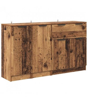 vidaXL Sideboard with Drawer 3 pcs Old Wood Engineered Wood