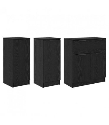vidaXL Sideboard with Drawer 3 pcs Black oak Engineered Wood