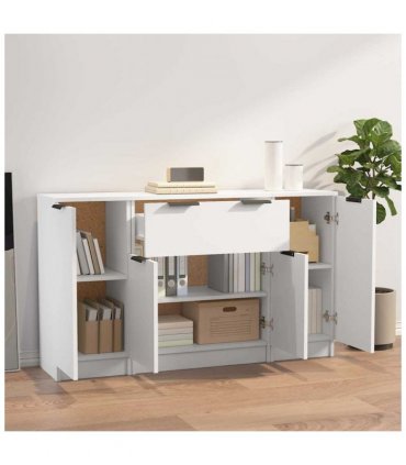 vidaXL Sideboards 3 pcs White Engineered Wood