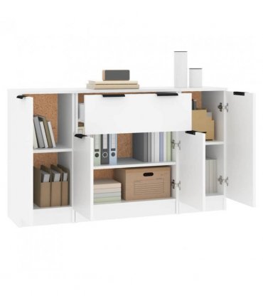 vidaXL Sideboards 3 pcs White Engineered Wood
