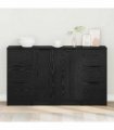 vidaXL Sideboard with Drawer 3 pcs Black Oak Engineered Wood — V0671954369