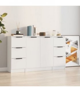 vidaXL Sideboards 3 pcs White Engineered Wood — V0671954370