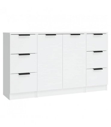 vidaXL Sideboards 3 pcs White Engineered Wood — V0671954370