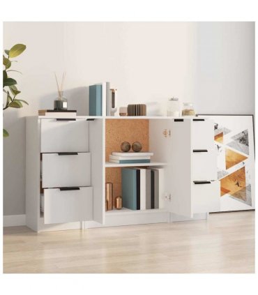 vidaXL Sideboards 3 pcs White Engineered Wood — V0671954370