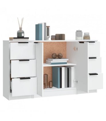vidaXL Sideboards 3 pcs White Engineered Wood — V0671954370