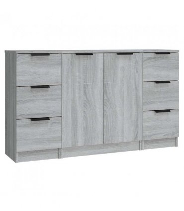 vidaXL Sideboards 3 pcs Grey Sonoma Engineered Wood