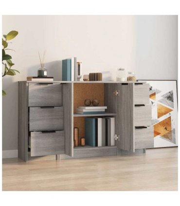 vidaXL Sideboards 3 pcs Grey Sonoma Engineered Wood