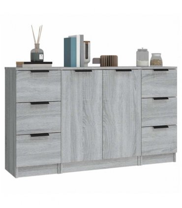 vidaXL Sideboards 3 pcs Grey Sonoma Engineered Wood
