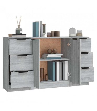 vidaXL Sideboards 3 pcs Grey Sonoma Engineered Wood