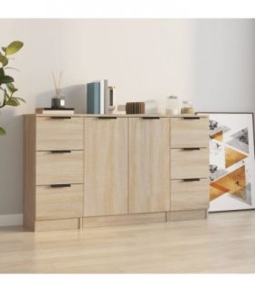 vidaXL Sideboards 3 pcs Sonoma Oak Engineered Wood