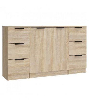 vidaXL Sideboards 3 pcs Sonoma Oak Engineered Wood