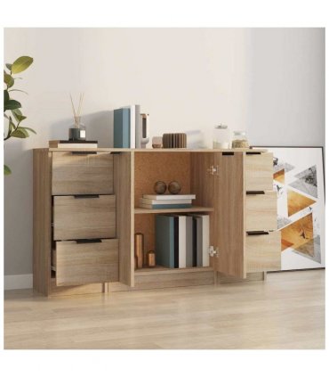 vidaXL Sideboards 3 pcs Sonoma Oak Engineered Wood
