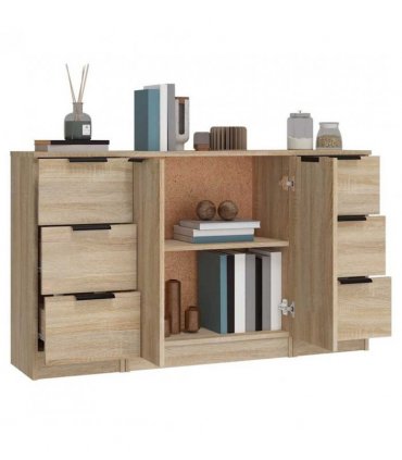 vidaXL Sideboards 3 pcs Sonoma Oak Engineered Wood