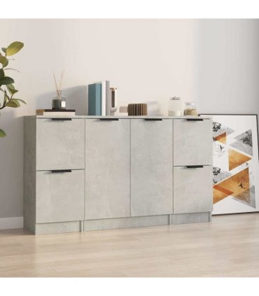 vidaXL Sideboards 3 pcs Concrete Grey Engineered Wood