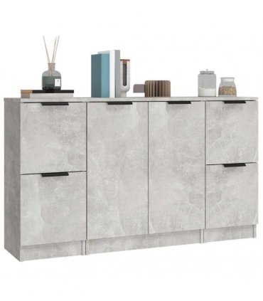 vidaXL Sideboards 3 pcs Concrete Grey Engineered Wood