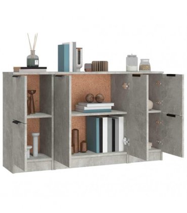 vidaXL Sideboards 3 pcs Concrete Grey Engineered Wood