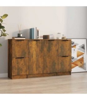 vidaXL Sideboards 3 pcs Smoked Oak Engineered Wood