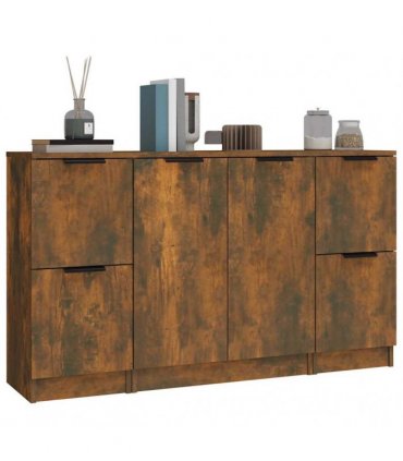 vidaXL Sideboards 3 pcs Smoked Oak Engineered Wood