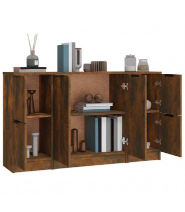 vidaXL Sideboards 3 pcs Smoked Oak Engineered Wood