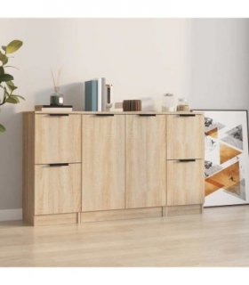 vidaXL Sideboards 3 pcs Sonoma Oak Engineered Wood — V0671954378