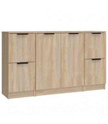 vidaXL Sideboards 3 pcs Sonoma Oak Engineered Wood — V0671954378