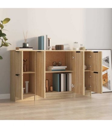vidaXL Sideboards 3 pcs Sonoma Oak Engineered Wood — V0671954378