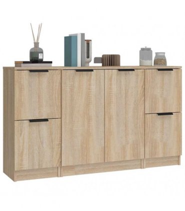 vidaXL Sideboards 3 pcs Sonoma Oak Engineered Wood — V0671954378
