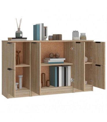 vidaXL Sideboards 3 pcs Sonoma Oak Engineered Wood — V0671954378
