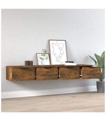 vidaXL Wall Cabinets 2 pcs Smoked Oak 68x30x20 cm Engineered Wood