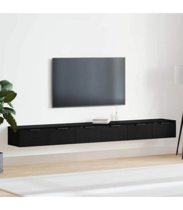 vidaXL Wall-mounted Cabinet 2 pcs Black Oak 102 x 30 x 20 cm