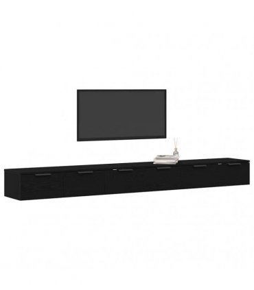 vidaXL Wall-mounted Cabinet 2 pcs Black Oak 102 x 30 x 20 cm