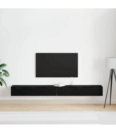 vidaXL Wall-mounted Cabinet 2 pcs Black Oak 102 x 30 x 20 cm