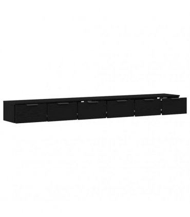 vidaXL Wall-mounted Cabinet 2 pcs Black Oak 102 x 30 x 20 cm