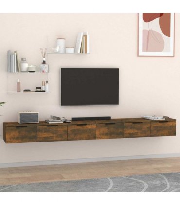 vidaXL Wall Cabinets 2 pcs Smoked Oak 102x30x20 cm Engineered Wood