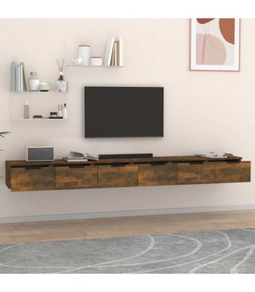 vidaXL Wall Cabinets 2 pcs Smoked Oak 102x30x20 cm Engineered Wood
