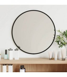 vidaXL Wall Mirror Black Ø 40 cm Round