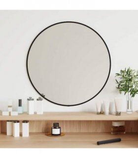vidaXL Wall Mirror Black Ø 50 cm Round