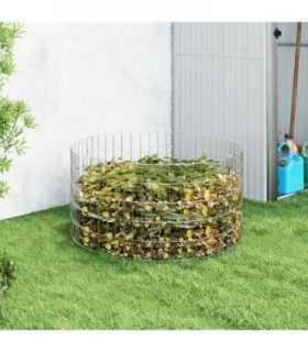 vidaXL Garden Composter | Silver | Galvanised steel | Large | Breathable Design — Size: Ø 100 x 50 cm