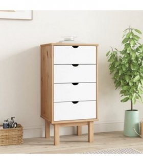 vidaXL Drawer Cabinet OTTA Brown&White 45x39x90cm Solid Wood Pine — Colour: brown and white
