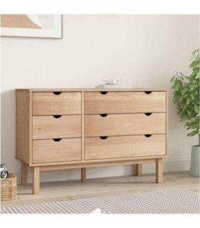 vidaXL Drawer Cabinet OTTA 111x43x73.5cm Solid Wood Pine — Colour: brown