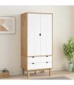 vidaXL Wardrobe OTTA Brown and White 76.5x53x172 cm Solid Wood Pine