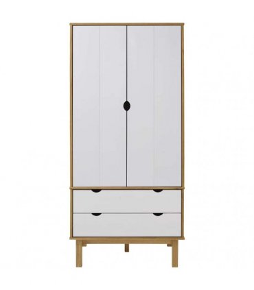 vidaXL Wardrobe OTTA Brown and White 76.5x53x172 cm Solid Wood Pine