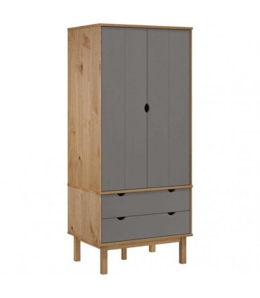 vidaXL Wardrobe OTTA Brown and Grey 76.5x53x172 cm Solid Wood Pine