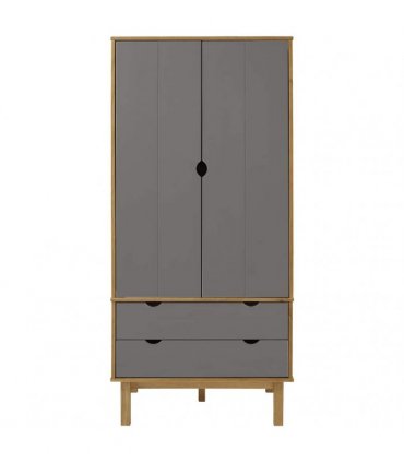 vidaXL Wardrobe OTTA Brown and Grey 76.5x53x172 cm Solid Wood Pine